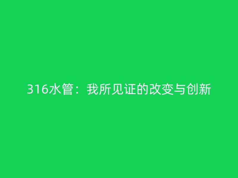 316水管：我所見證的改變與創新