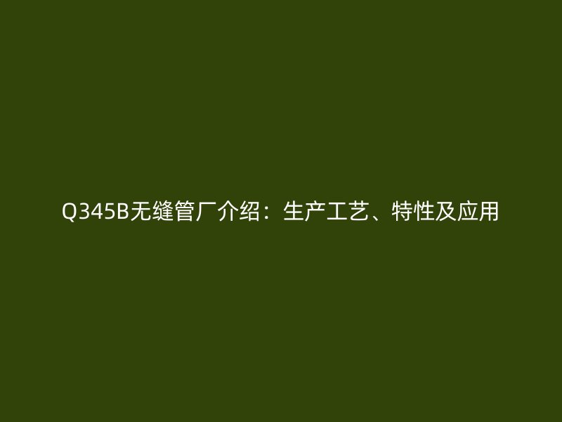 Q345B無縫管廠介紹:生產工藝、特性及應用